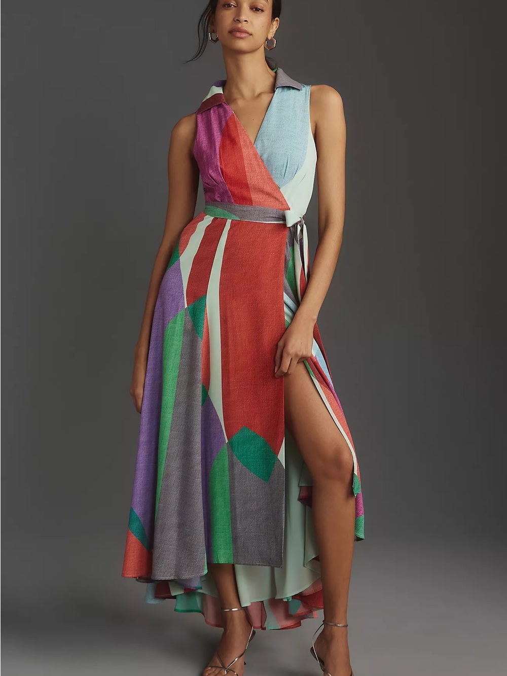 anthropologie Hutch Velva Collared Wrap Midi Dress SzXL